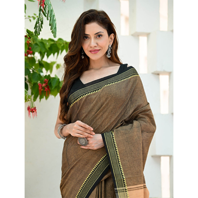 Temple Motive Khadi Saree