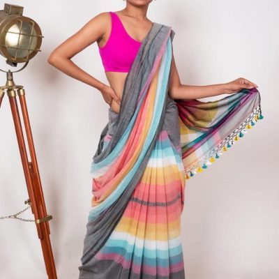 Mull cotton saree